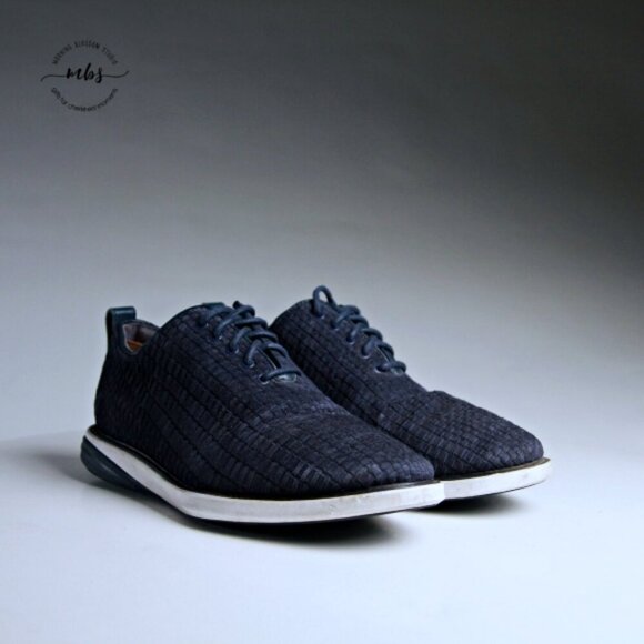 Cole Haan Grand Evolution Woven Oxfords Navy Men 8.5 - Picture 2 of 13